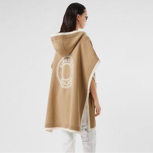 Burberry Logo Graphic Wool Cashmere Jacquard Hooded Cape